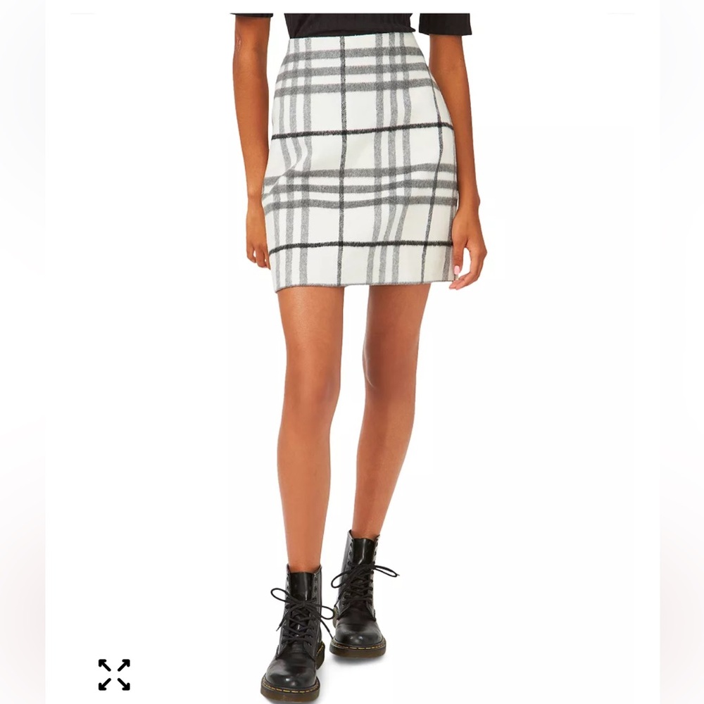 RILEY & RAE wool blend PLAID mini skirt BLACK & WHITE size 12
